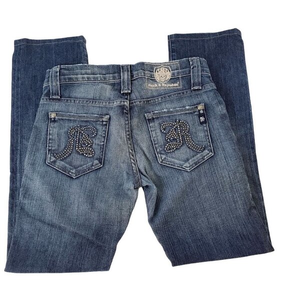 Rock&Republic Button Fly Jeans for Neiman Marcus Straight Leg Womens Low Rise 28 - Picture 7 of 10